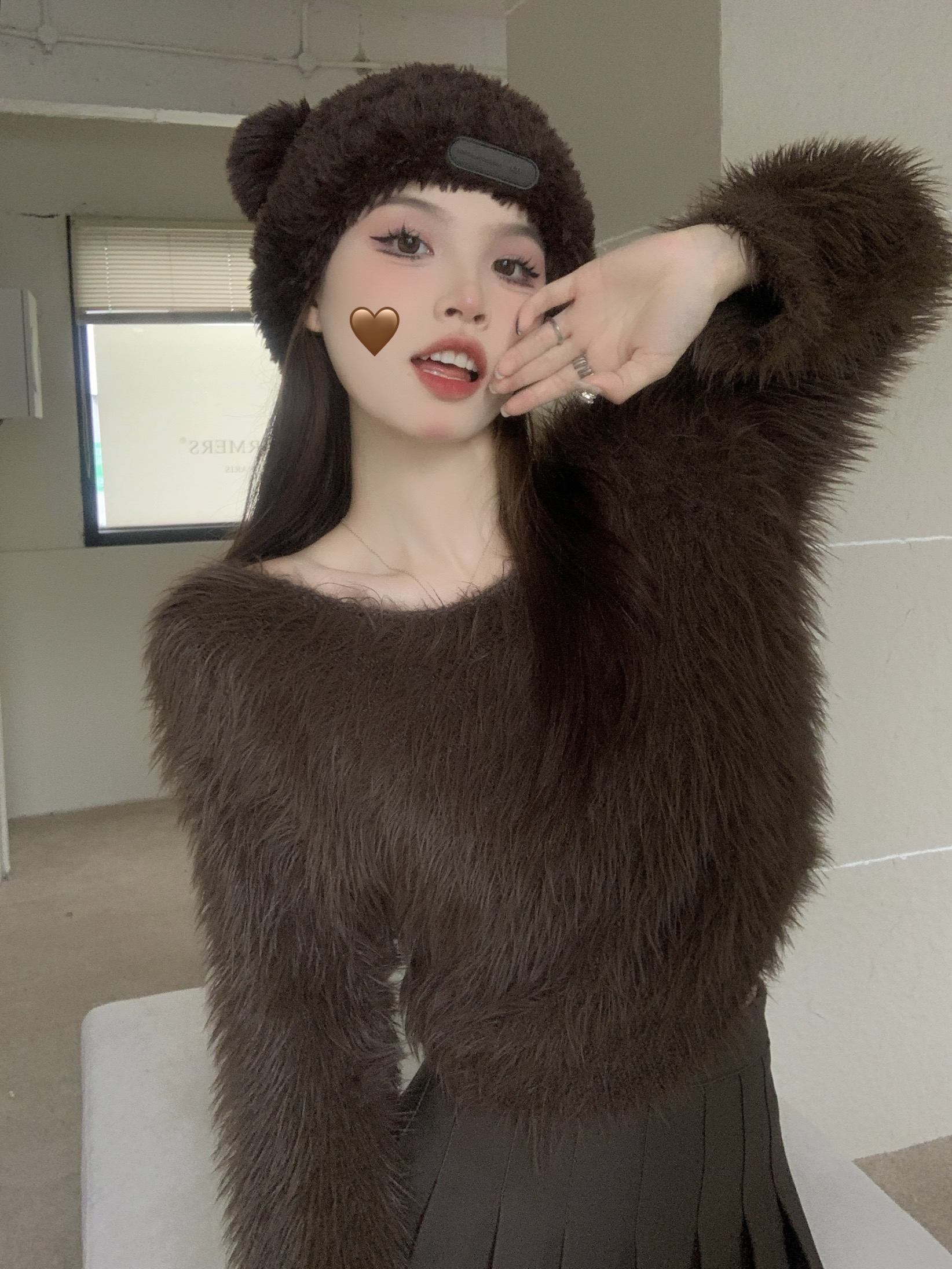 實拍溫柔風仿水貂毛軟糯毛衣女秋冬寬鬆顯瘦短款長袖套頭上衣