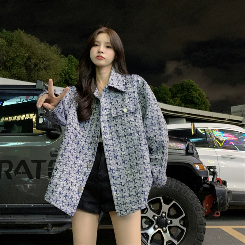Actual shot of small fragrant style jacket for women in spring and autumn, new style, versatile, loose, trendy, casual, velvet and thickened winter jacket