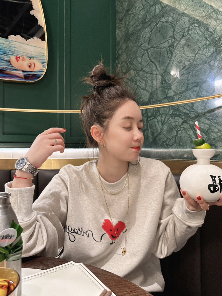 韓版新款華棉複合薄款310克/加絨410克 秋冬裝衛衣女印花寬鬆大碼