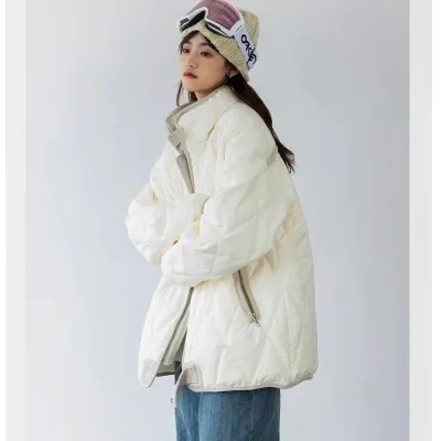 2023冬季新款菱格羽絨棉服女小個子麵包服情侶ins
