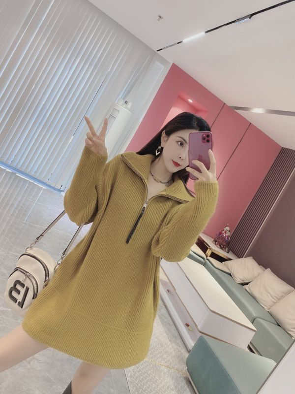 半拉鏈翻領毛衣女2023新款秋冬套頭寬鬆針織打底衫高領毛衣內搭厚