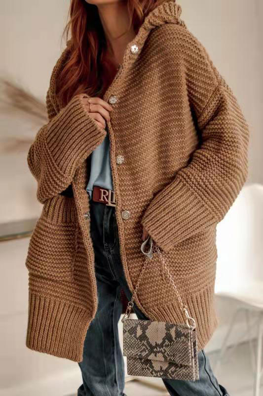 Knitted Cardigan Jacket Women's Mid-Length Spring and Autumn 2023 New Women's Clothing Trendy Loose Outerwear Autumn Sweater