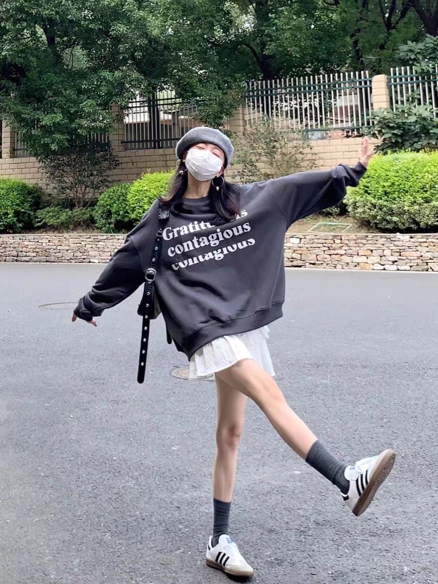 Thin Chinese cotton milk silk plus velvet Chinese cotton silver fox velvet round neck printed sweatshirt for women couple quality