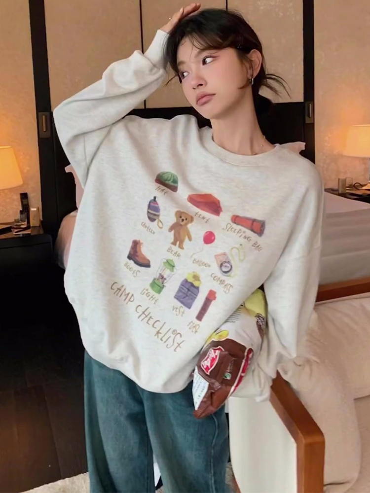 250g plus fleece / David's round neck autumn and winter sweatshirt for women plus fleece