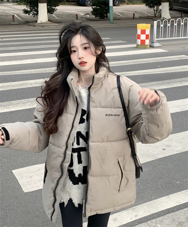 實拍 羽絨棉服女秋冬百搭寬鬆中長款棉襖麵包服加厚休閒潮入