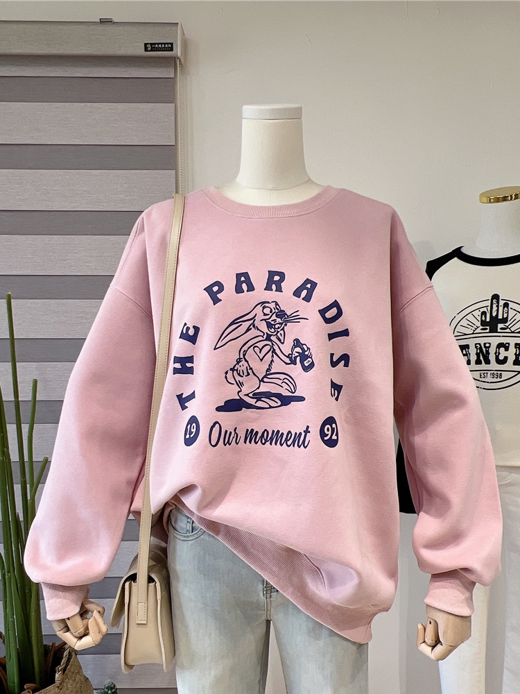 韓版新款華棉複合薄款310克/加絨410克 秋冬裝衛衣女印花寬鬆大碼