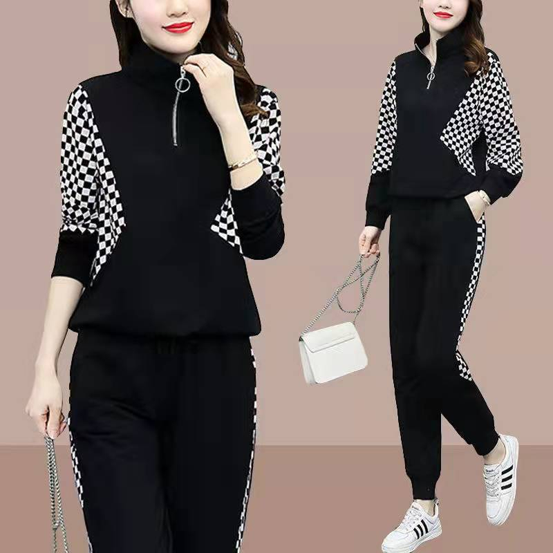 2023 spring new fashion casual Hong Kong style suit leggings and pants two-piece suit Western style age-reducing sports suit