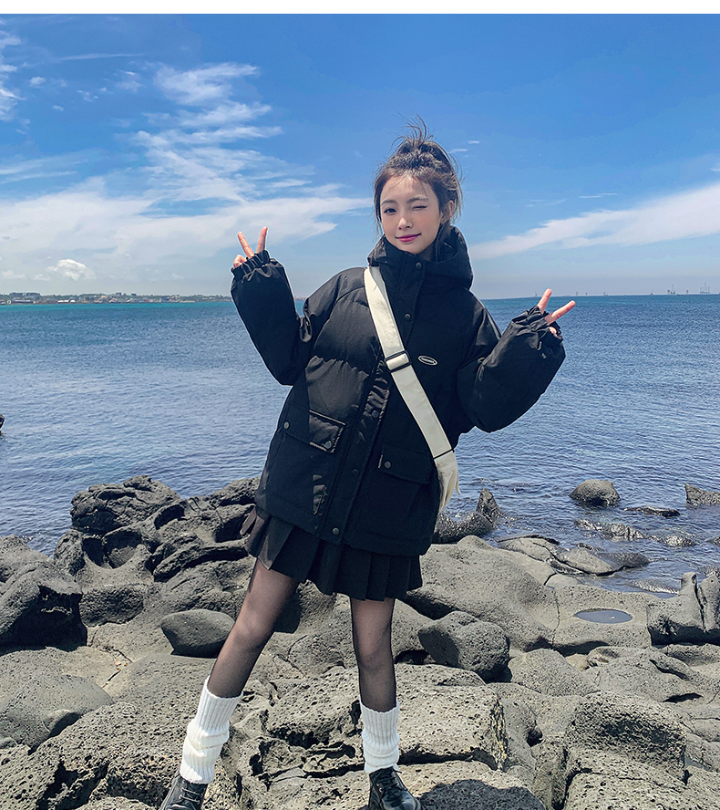 2023 Winter New Korean Style Cotton Clothes Women's Hooded Bread Jacket Short Small Fashionable College Style Down Jacket