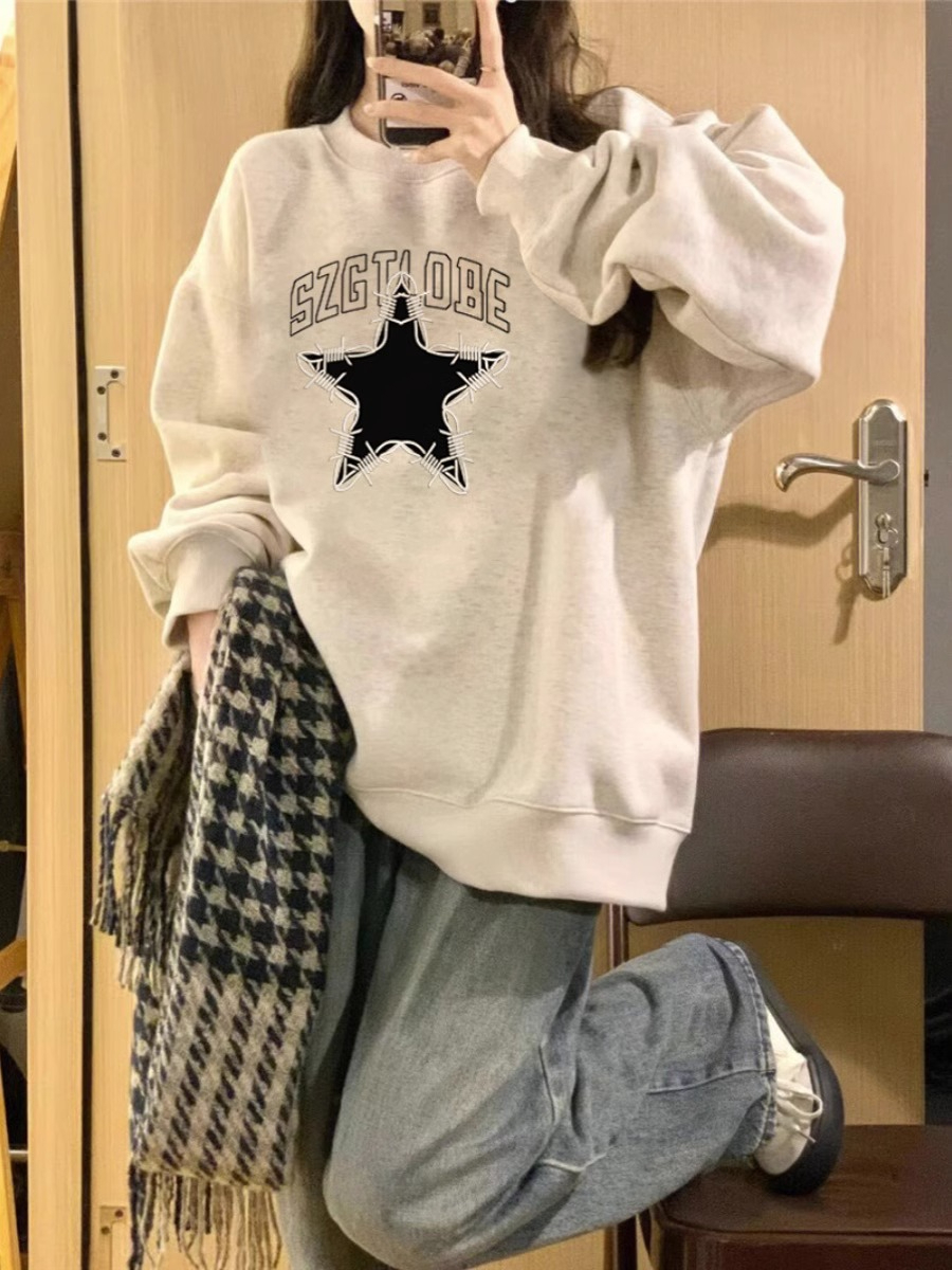 華棉複合牛奶絲310克銀狐絨400克圓領衛衣女