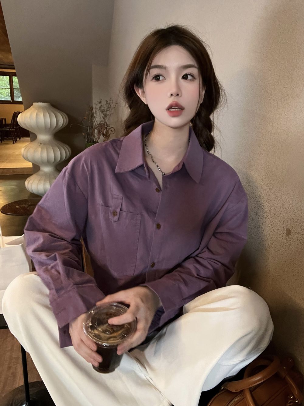 實拍三標齊休閒 百搭口袋設計感通勤氣質長袖襯衣女