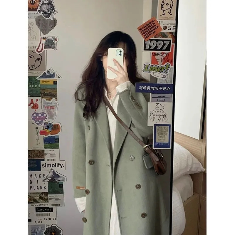 長款毛呢外套女2023秋冬新款呢子大衣赫本風小個子韓系高級感