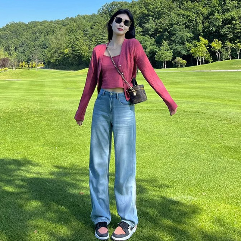 Pink Knitted Cardigan Jacket Women's Two-piece Set Autumn 2023 New Sweet Spicy Lazy Style Autumn and Winter Sweater Top