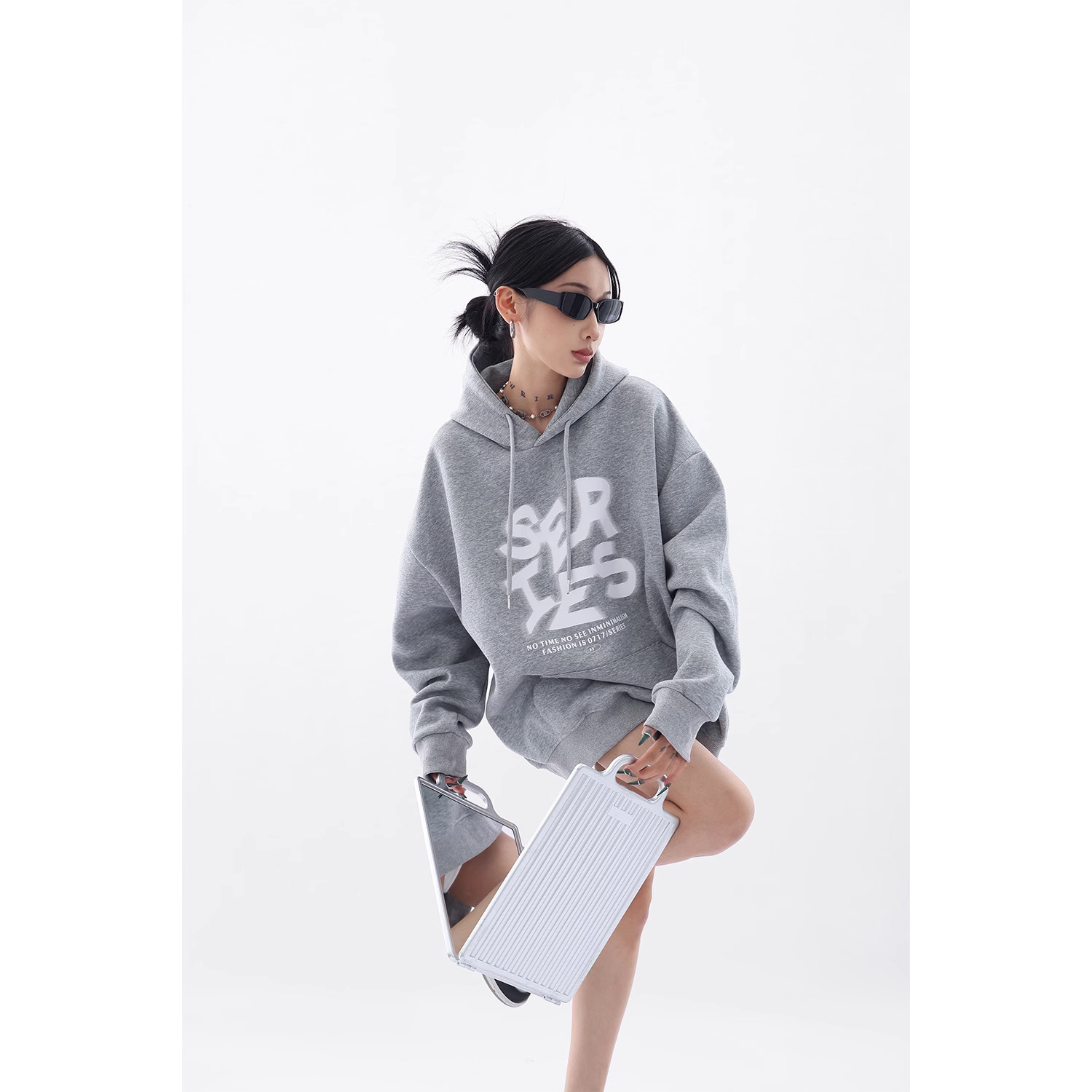韓版新款寬鬆休閒 華棉複合薄款310克/加絨410克秋冬裝衛衣女印花