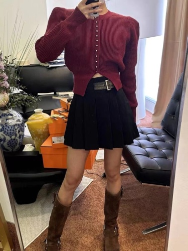 韩版慵懒单排扣长袖针织衫女秋季新款时尚宽松设计感圆领短款开衫