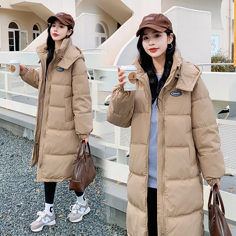 實拍羽絨棉服女中長款韓版寬鬆ins港風棉襖2023新款棉衣加厚外套