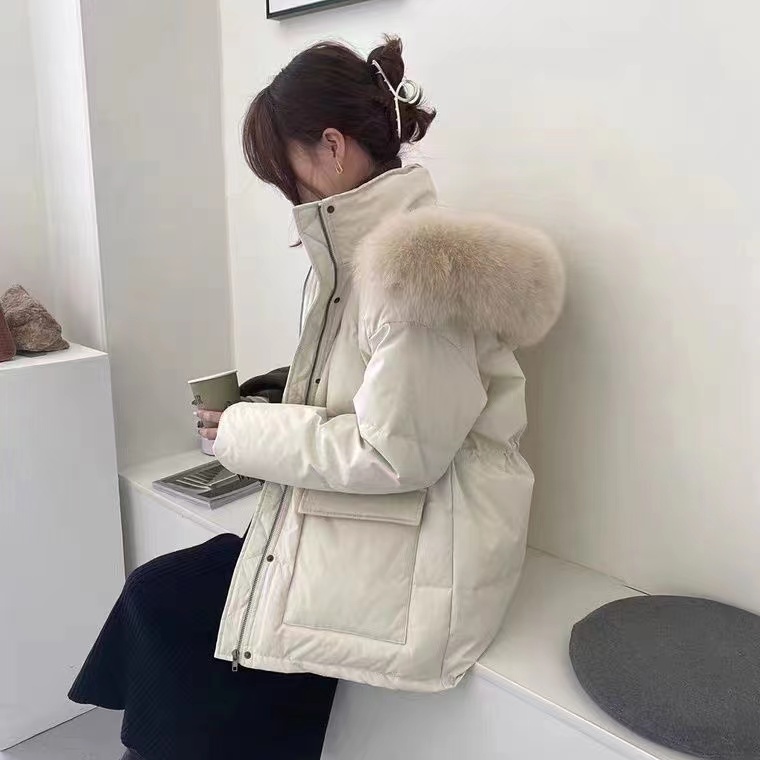 Internet picture SOUL Korea 2023 winter new style large fur collar high-end down jacket women's mid-length waist-slim Susu same style