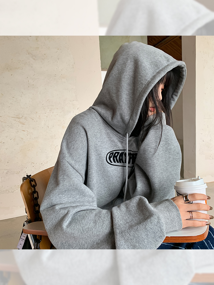 韓版新款寬鬆女裝 華棉複合薄款310克/加絨410克秋冬裝衛衣女印花