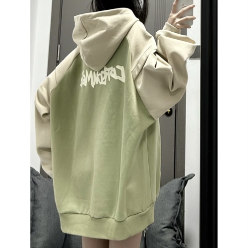 Anti-cotton Chinese cotton composite milk silk 300g silver fox velvet stitching contrast embroidery hooded sweatshirt for women