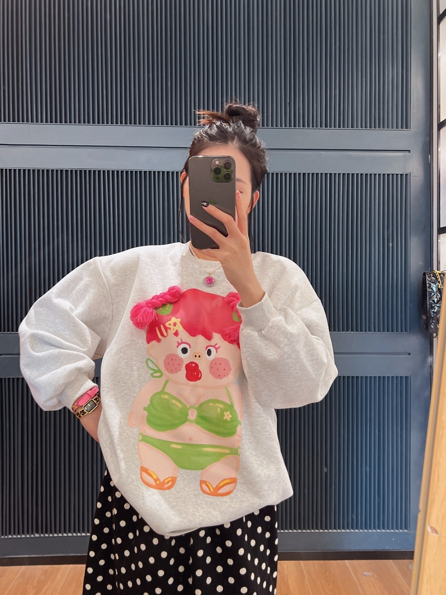 250g plus fleece / David's round neck autumn and winter sweatshirt for women plus fleece