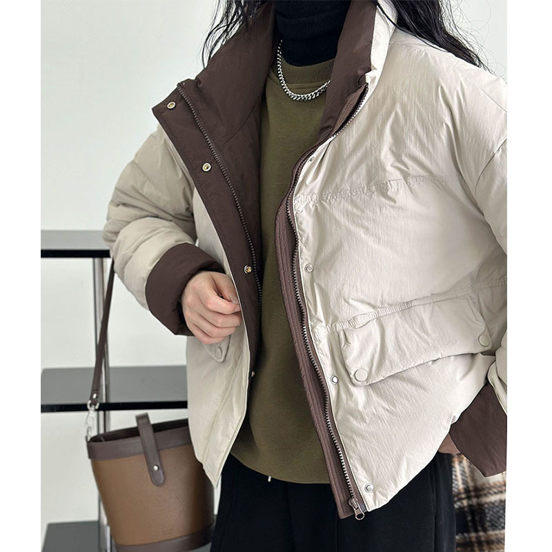 實拍~極簡純色羽絨服女2023冬季韓系簡約時尚休閒舒適外套