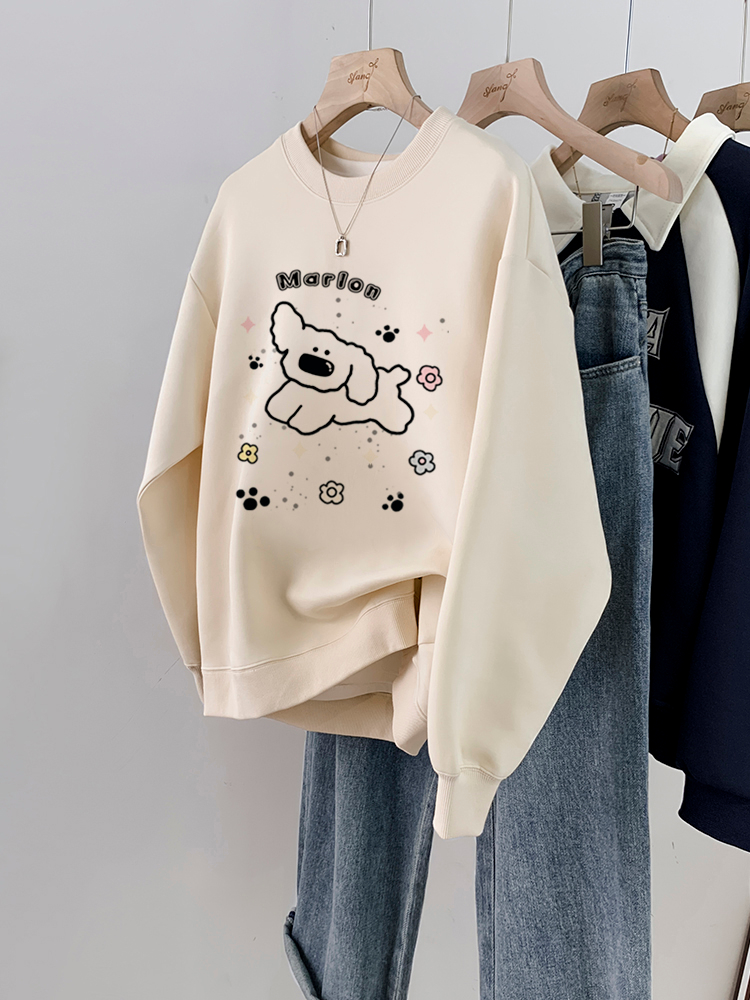 250g plus fleece / David's round neck autumn and winter sweatshirt for women plus fleece