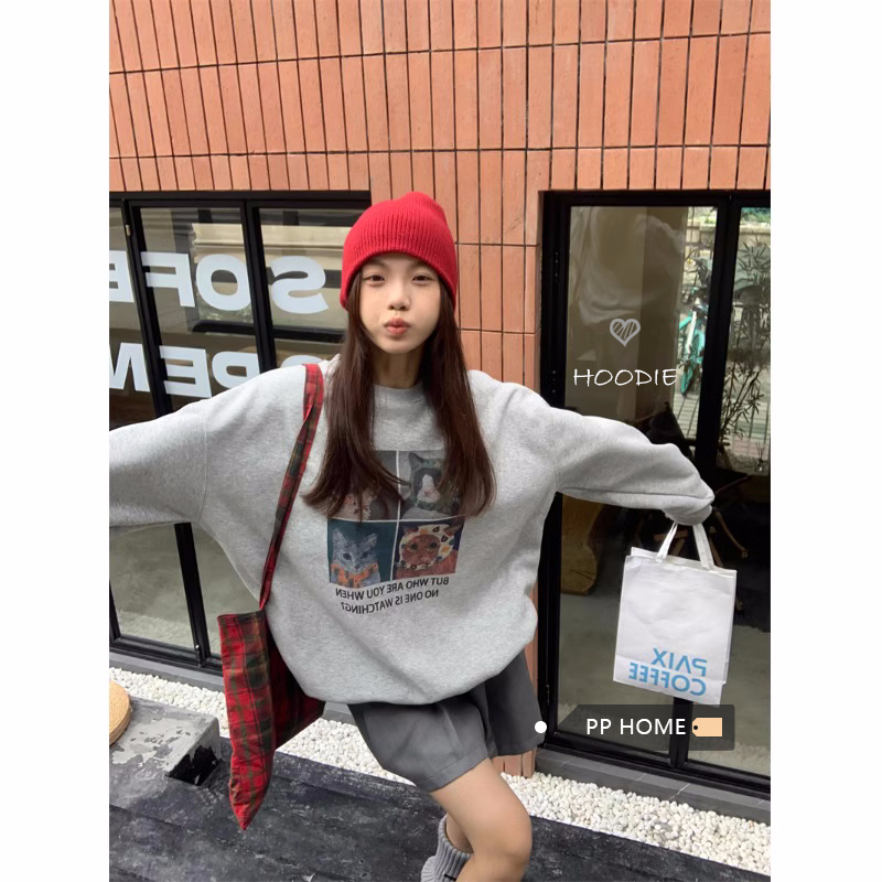 250g plus fleece / David's round neck autumn and winter sweatshirt for women plus fleece