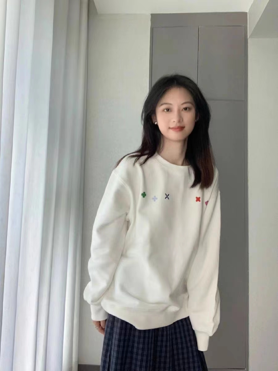 Thin Chinese cotton milk silk plus velvet Chinese cotton silver fox velvet round neck printed sweatshirt for women couple quality