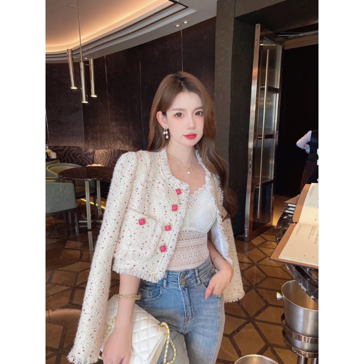 Quality Inspection Officer Picture Western Style Small Fragrance Jacket Autumn Women 2023 New Style High-end Temperament Short Top