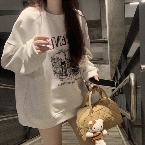 250g David's sweatshirt plus velvet thickened round neck sweatshirt for women Korean style loose long-sleeved top student jacket