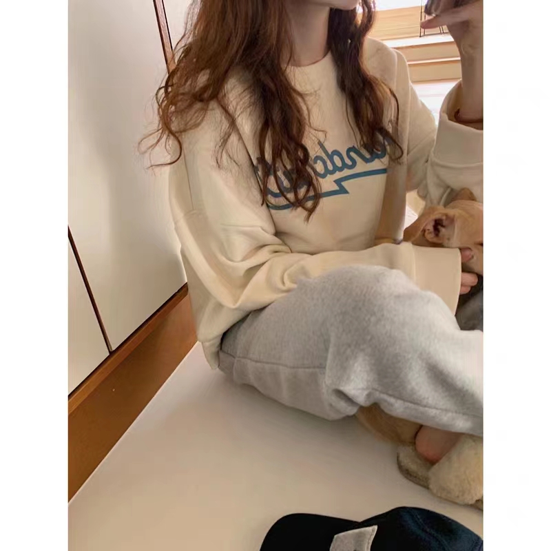 Thin Chinese cotton milk silk plus velvet Chinese cotton silver fox velvet round neck printed sweatshirt for women couple quality