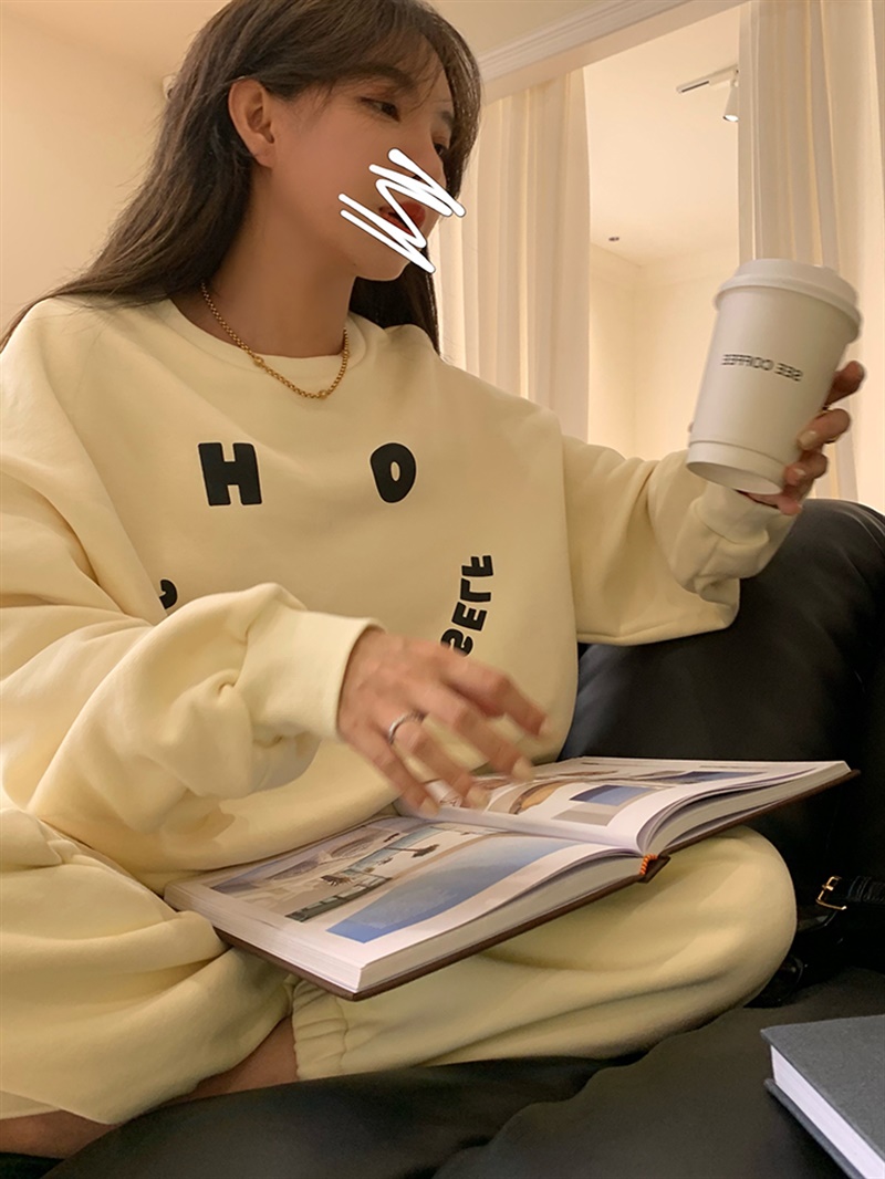 韓版新款華棉複合薄款310克/加絨410克 秋冬裝衛衣女印花寬鬆大碼