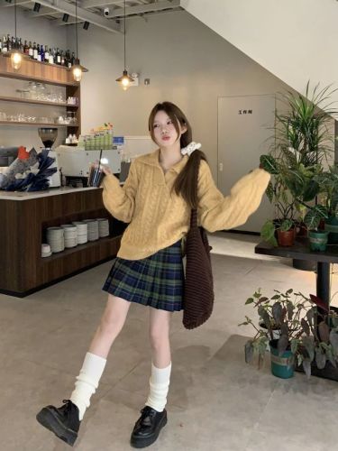 Vintage French Casual Crochet Ribbed Hooded Knit Sweater