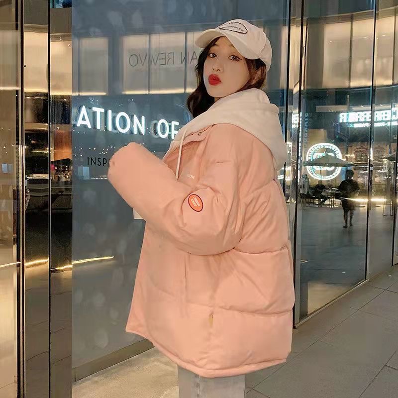 棉服#羽絨棉服女2023冬季新款假兩件韓版寬鬆棉衣麵包服棉襖ins潮