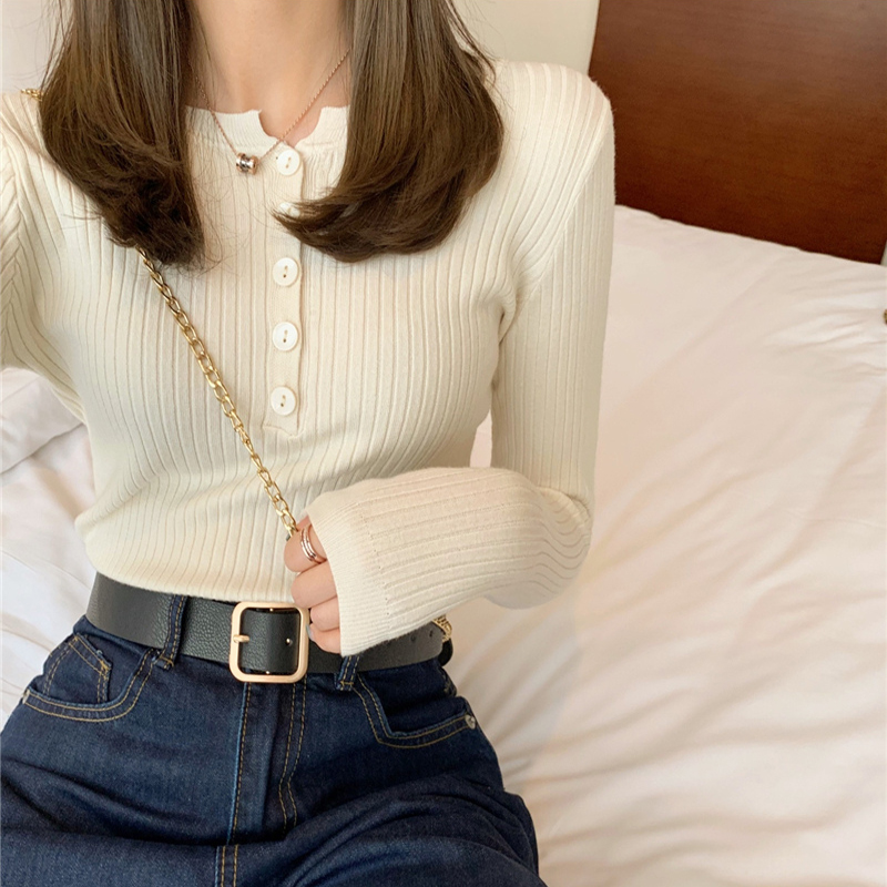 秋季V領毛衣女2023秋冬韓版新款網紅修身長袖針織內搭上衣包芯紗