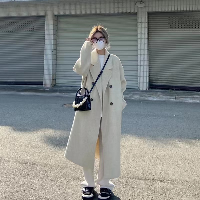 白色毛呢外套女2023秋冬新款高級感赫本風呢子大衣小個子韓系
