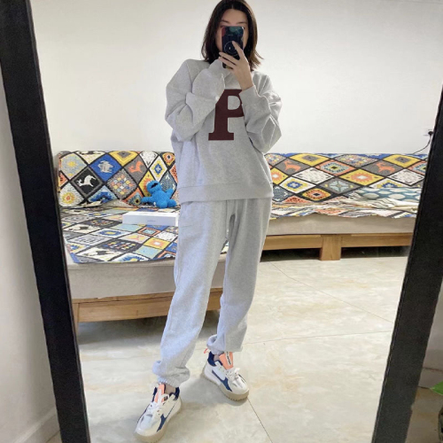 2023 suit women's casual fashion letter printed loose sweatshirt leggings long sleeves trousers two-piece set cute and trendy