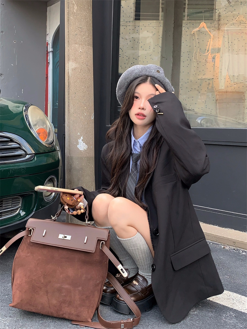 Actual shot ~ Retro blazer women's new loose daddy suit