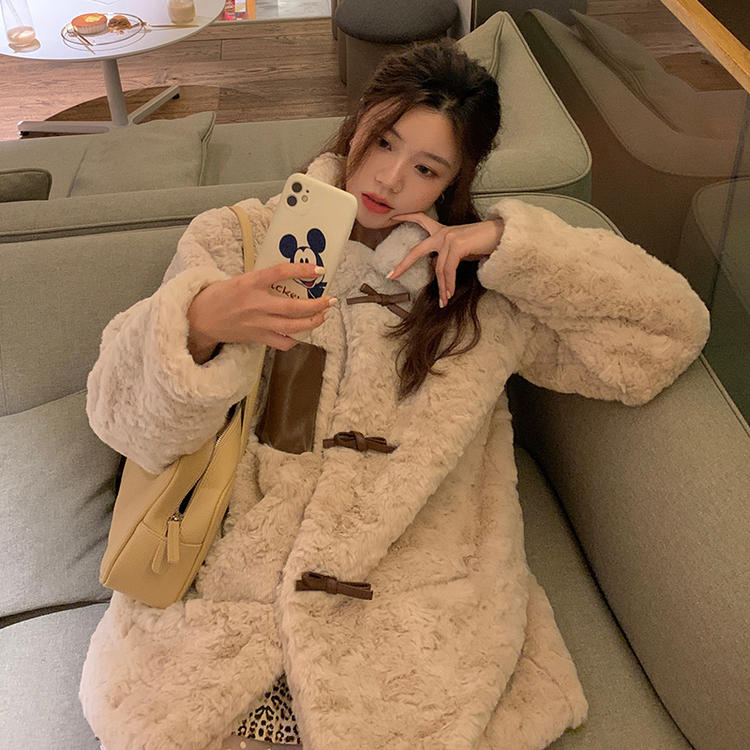韓版有內里羊羔絨棉衣夾棉加絨加厚毛茸茸棉服外套女韓版大衣