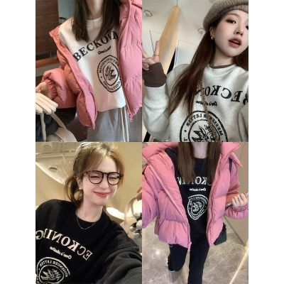 Thin fleece pullover round neck sweatshirt for female students, salt loose top, autumn and winter coat, lazy style