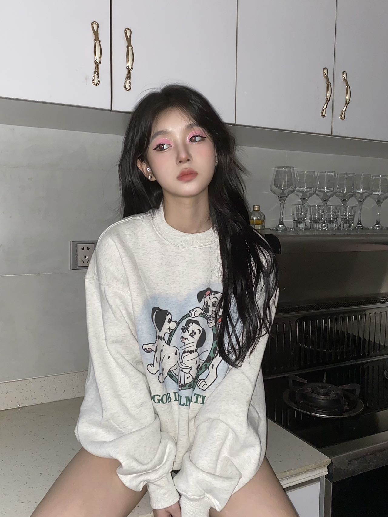 250g plus fleece / David's round neck autumn and winter sweatshirt for women plus fleece