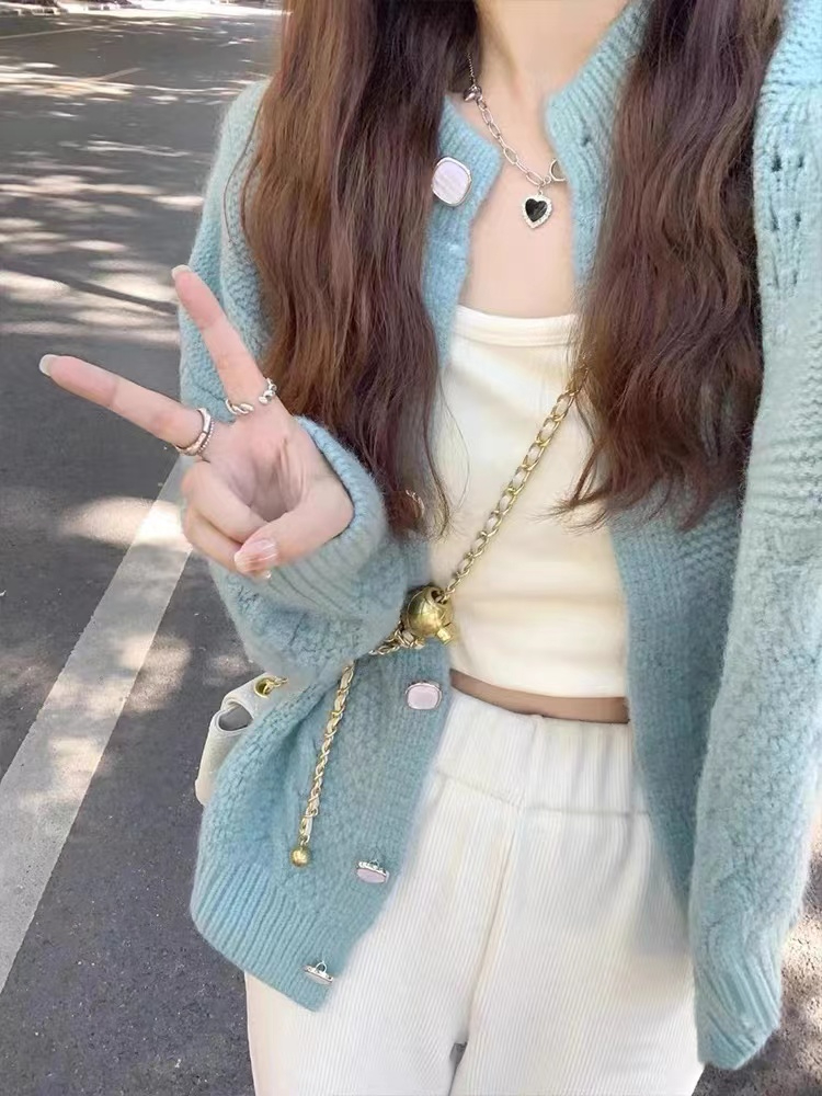 韓系寬鬆慵懶軟糯麻花毛衣外套女加厚早秋小香風針織開衫
