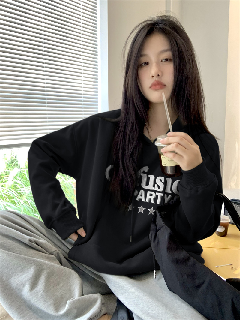 韓版新款時尚休閒 華棉複合薄款310克/加絨410克秋冬裝衛衣女印花