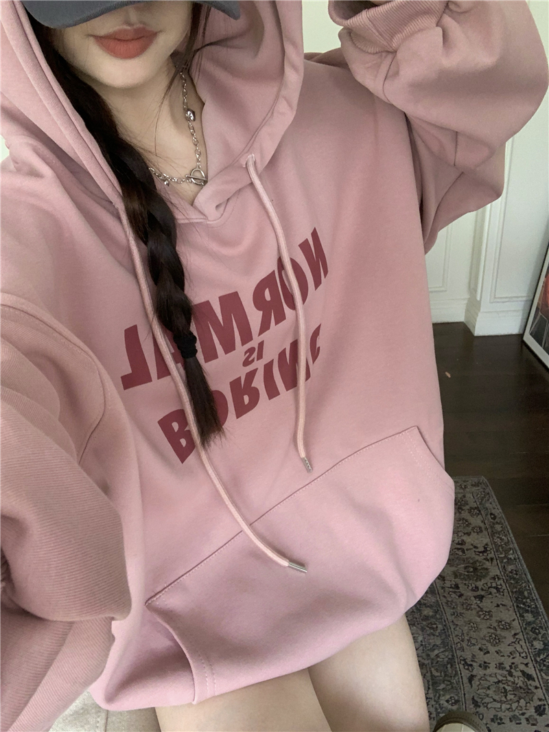 Thick velvet autumn and winter hooded sweatshirt for women, niche design, thickened jacket, versatile warm long-sleeved top