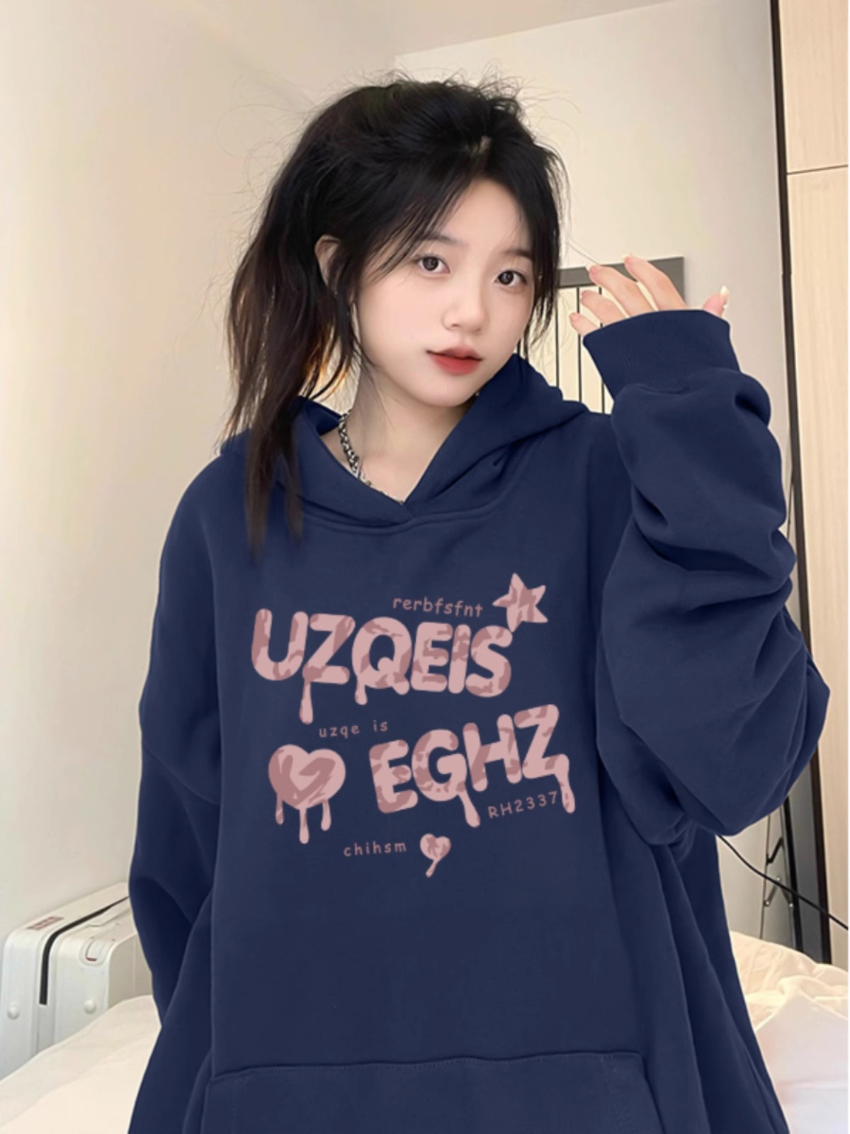 華棉複合牛奶絲310克銀狐絨400克連帽衛衣女