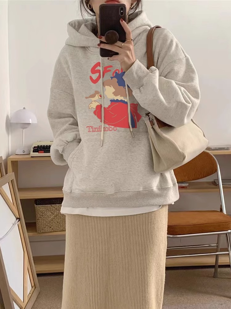 華棉複合牛奶絲310克銀狐絨400克連帽衛衣女