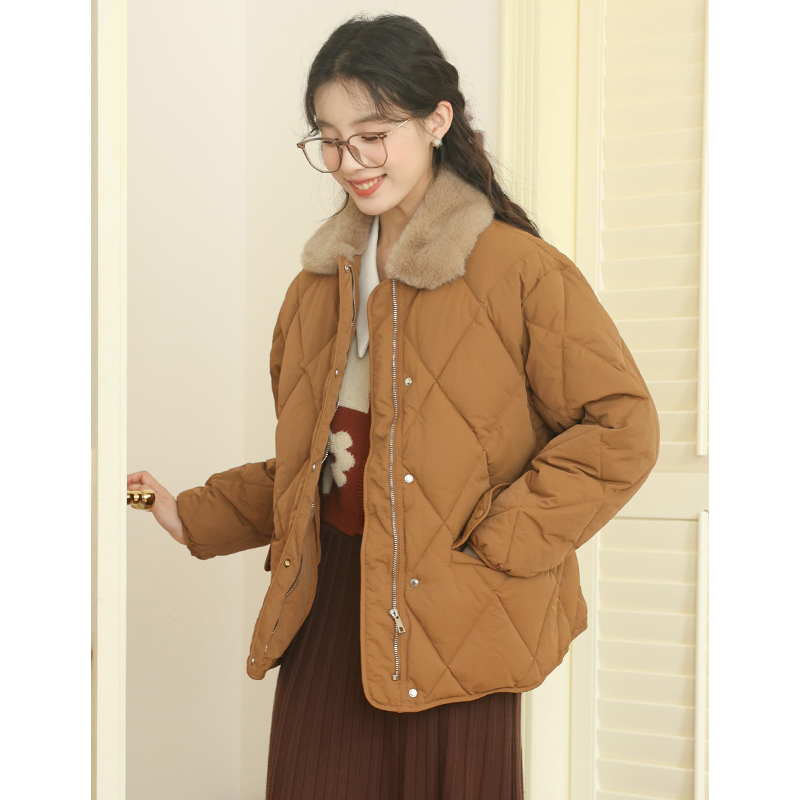 不低於279實拍秋冬保暖毛領小個子短款棉服外套