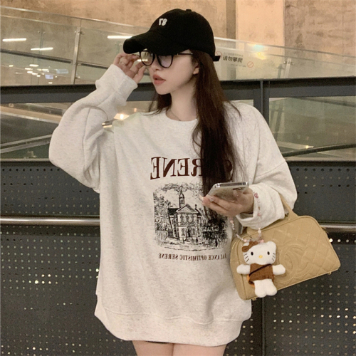 250g David's sweatshirt plus velvet thickened round neck sweatshirt for women Korean style loose long-sleeved top student jacket