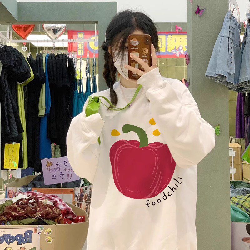 韓版休閒華棉複合薄款310克/加絨410克 秋冬裝衛衣女印花寬鬆大碼