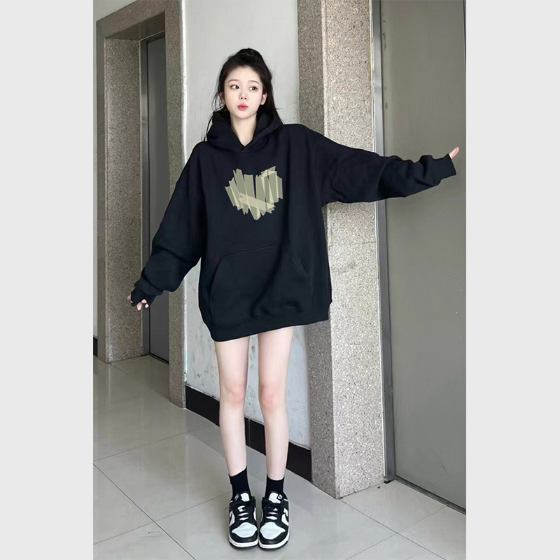 韓版新款時尚休閒 華棉複合薄款310克/加絨410克秋冬裝衛衣女印花