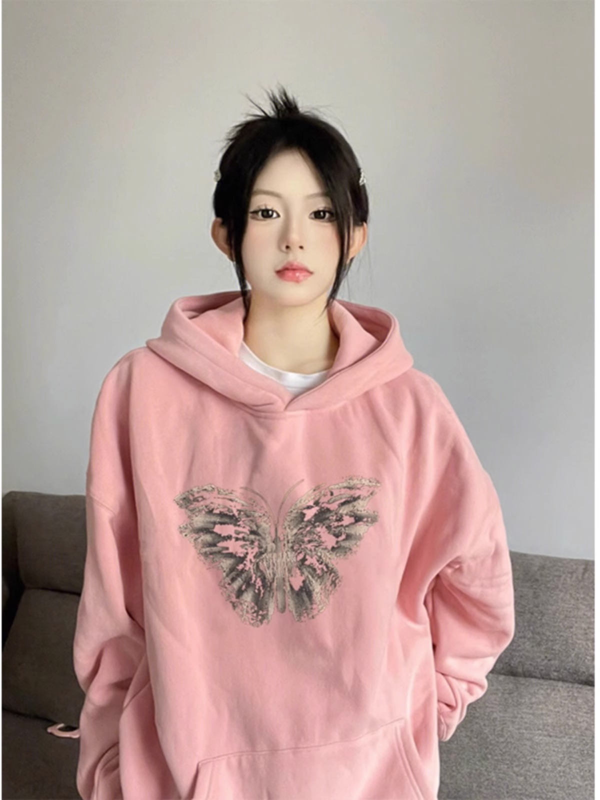 華棉複合牛奶絲310克銀狐絨400克連帽衛衣女